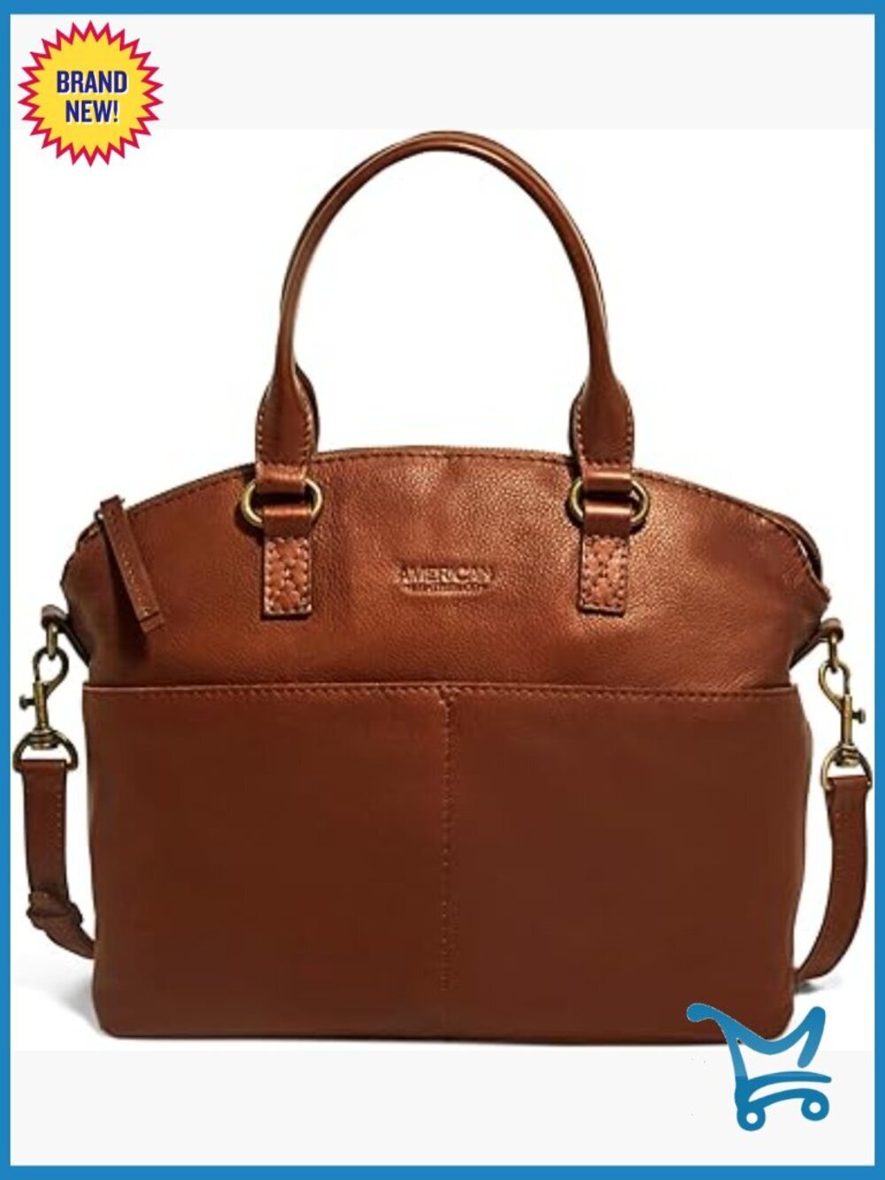 Genuine Leather Satchel Crossbody Bag with Adjustable Strap, 14x10x5.5